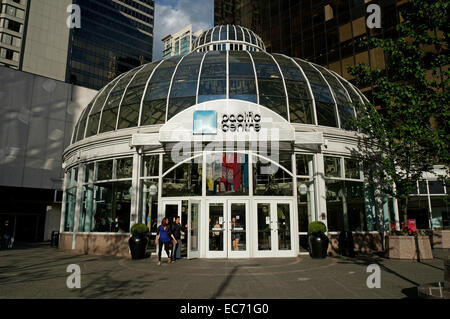 Domed entrance to the Pacific Centre shopping mall in downtown Vancouver, BC, Canada Stock Photo