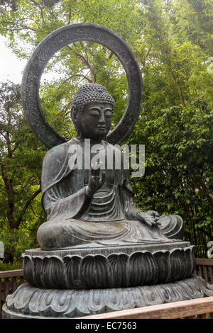 Bronze Buddha statue cast in 1790 in Japan and given in 1949 to the Japanese Tea Garden, Golden Gate Park, San Francisco Stock Photo