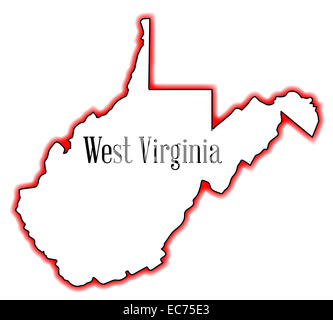 West Virginia Outline Map over a white background Stock Photo