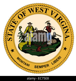 The state seal of West Virginia over a white background Stock Photo