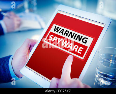 Hands Holding Digital Tablet Spyware Stock Photo