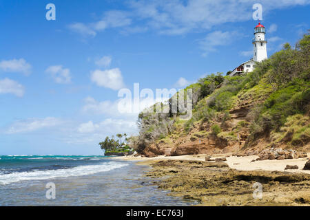 Diamond Head Lighthouse, Oahu, Hawaii Stock Photo