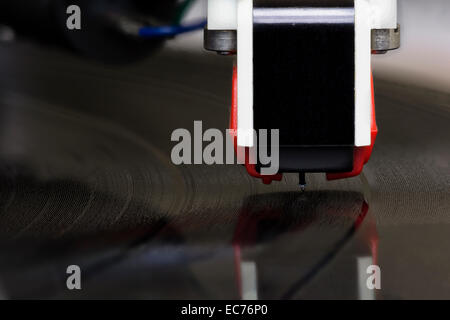 Vinyl record and stylus, extreme macro closeup (7 stacked images) Stock Photo