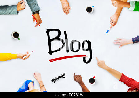 Multi-Ethnic Group of People and Blog Concept Stock Photo