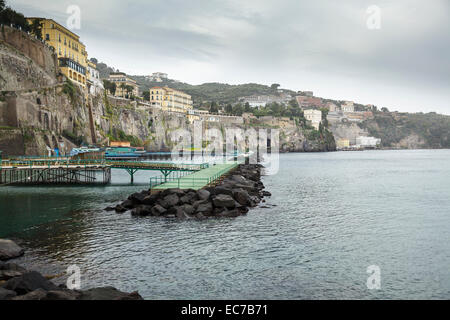 Town viewed from Marina Piccola, Sorrento, Campania, Italy Stock Photo