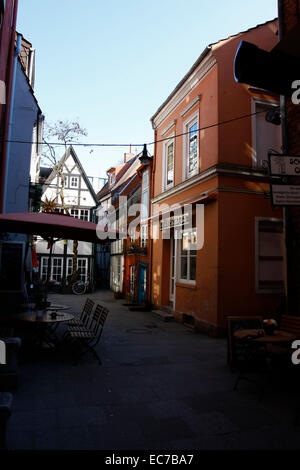 A narrow lane in the Schnoor quarter (Lane Hinter der Balge). The district Schnoor was formerly populated by fishermen and boatmen. Photo: Klaus Nowottnick Date: March 23, 2012 Stock Photo