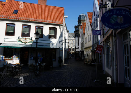 A narrow lane in the Schnoor quarter (Lane Hinter der Balge). The district Schnoor was formerly populated by fishermen and boatmen. Photo: Klaus Nowottnick Date: March 23, 2012 Stock Photo