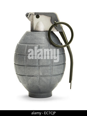Grey Hand Grenade With Pin Isolated on White Background. Stock Photo