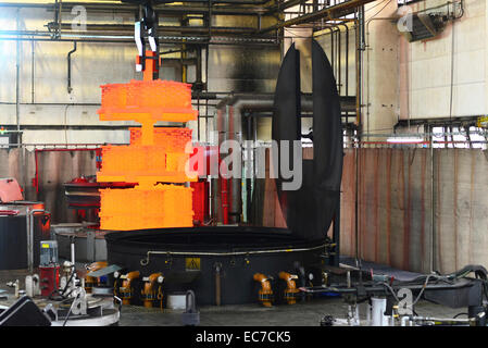 Workpieces are being cooled down in a hardening shop Stock Photo