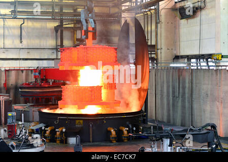 Workpieces are being cooled down in a hardening shop Stock Photo