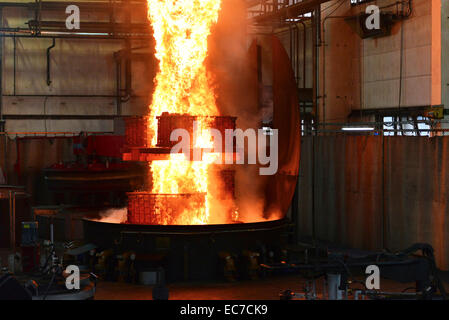 Workpieces are being cooled down in a hardening shop Stock Photo