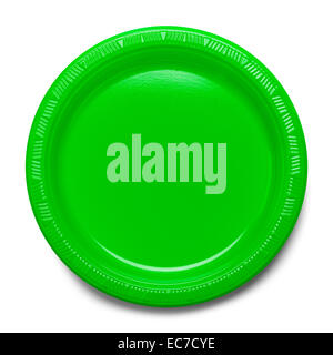 Empty Plate Top View Isolated on White Background. Stock Photo
