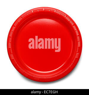 Empty Plate Top View Isolated on White Background. Stock Photo