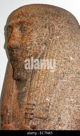 Red granite sarcophagus lid of Pahemnetjer.  19th dynasty, about 1250 BC. From Saqqara.  This lid belonged to the coffin of the high priest of Ptah at Memphis, Pahemnetjer.  The figure of Nut can be seen on the chest. Stock Photo