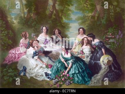 Eugénie, empress of the French and her maids of honor Stock Photo