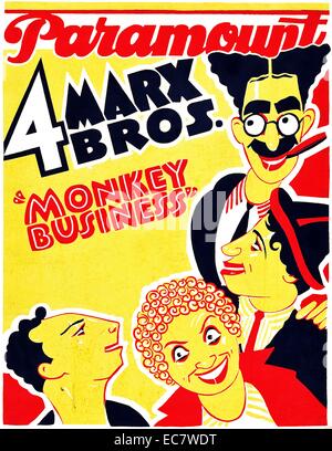 Monkey Business is a 1931 comedy film. It is the third of the Marx Brothers' released movies, and the first not to be an adaptation of one of their Broadway shows. The film stars the four brothers: Groucho Marx, Chico Marx, Harpo Marx, and Zeppo Marx, and screen comedienne Thelma Todd. It is directed by Norman Z. McLeod. The story takes place in large part on an ocean liner crossing the Atlantic Ocean. Stock Photo