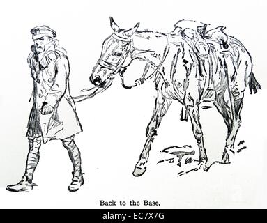 sketch of British cavalry during world one 1915 Stock Photo