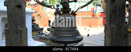 Religious items in Nagha Bahal, Buddhist Stupa, Thamel district, Kathmandu city, Nepal, Asia. Stock Photo