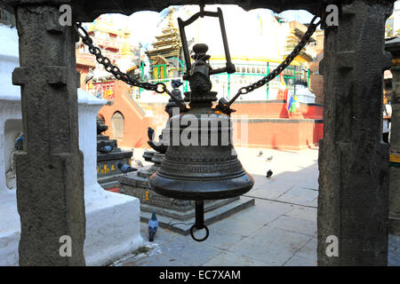 Religious Bell in Nagha Bahal, Buddhist Stupa, Thamel district, Kathmandu city, Nepal, Asia. Stock Photo