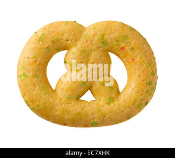 Christmas Pretzel Cookie with sprinkles Stock Photo