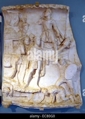 Column of Marcus Aurelius (Barbarian Embassy) circa 180-192 A.D. Stock Photo
