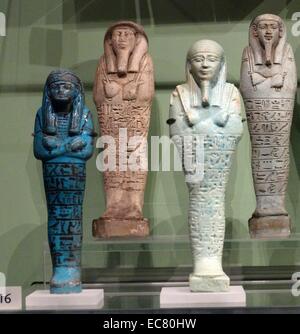 Late period, Shabti's (figurines designed to perform work for the owner in their afterlife), were buried with prominent people in ancient Egypt. 664-332 BC Stock Photo