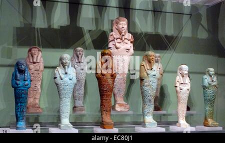 Late period, Shabti's (figurines designed to perform work for the owner in their afterlife), were buried with prominent people in ancient Egypt. 664-332 BC Stock Photo