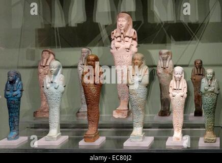 Late period, Shabti's (figurines designed to perform work for the owner in their afterlife), were buried with prominent people in ancient Egypt. 664-332 BC Stock Photo