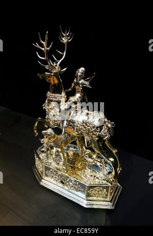 Table automaton in the form of Diana on a stag. Created by Jacob Miller (1550-1618). Dated 17th Century Stock Photo