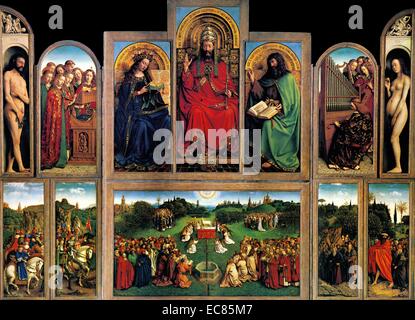 Jan van Eyck - The Ghent Altarpiece - Adoration of the Lamb (detail ...