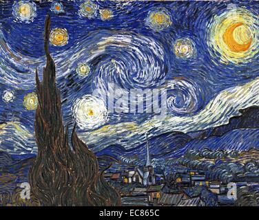The starry night, 1889, painting by Vincent van Gogh, MOMA, museum of ...