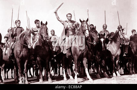 Still from the Film 'Spartacus' the story of the slave Spartacus leads a violent revolt against the decadent Roman Republic. Staring Kirk Douglas, Laurence Olivier and Jean Simmons. Dated 1960 Stock Photo