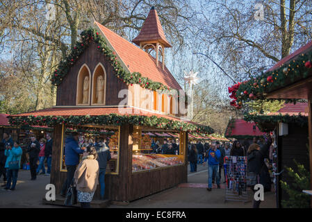 Winter wonderland, Christmas Markets and Bavarian Village in Hyde Park, London, England. December 2014 Stock Photo