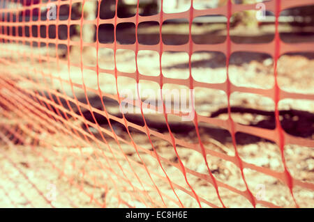 Orange temporary fencing Stock Photo