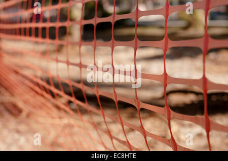 Orange temporary fencing Stock Photo