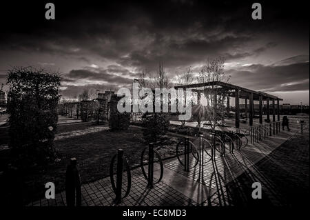 birmingham east side park millenium point birmingham on a cold winter morning Stock Photo