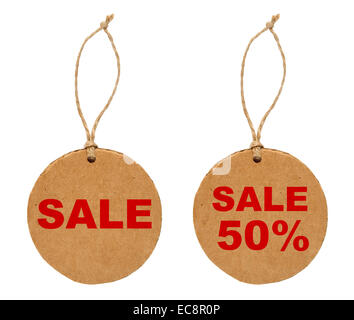 Round sale tags isolated on white background Stock Photo