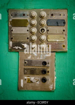 Rustic Old Apartment Intercom Stock Photo