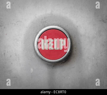 Industrial Style Red Help Button Stock Photo