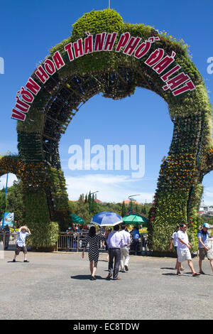 Entrance to the Da Lat Flower Park in Da Lat, Vietnam. Stock Photo