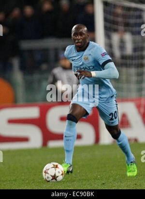 Rome, Italy. 10th December, 2014. Manchester City's Eliaquim Mangala during the Champions League Group E soccer match between As Roma and Manchester City at the Olympic Stadium in Rome. Credit:  Ciro de Luca/Pacific Press/Alamy Live News Stock Photo