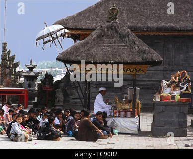 temple in Batur temple in Bali Indonesia prayer offering Stock Photo