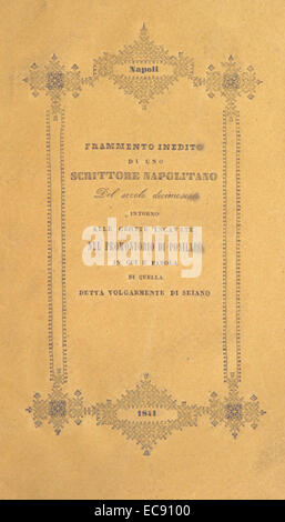 GIORDANO(1841) Frammento inedito di uno Scrittore Napolitano del secolo XVI Stock Photo