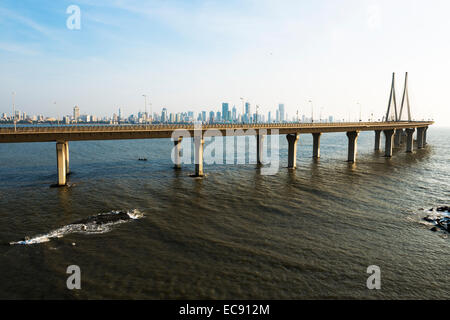 A view of the Bandra-Worli Sea Link bridge. Stock Photo