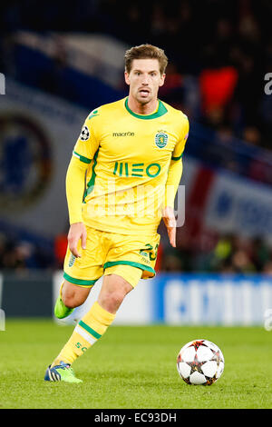 London, UK. 10th Dec, 2014. Adrien Silva (Sporting) Football/Soccer : Adrien Silva of Sporting during the UEFA Champions League Group Stage match between Chelsea and Sporting Clube de Portugal at Stamford Bridge in London, England . Credit:  AFLO/Alamy Live News Stock Photo