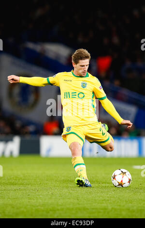 London, UK. 10th Dec, 2014. Adrien Silva (Sporting) Football/Soccer : Adrien Silva of Sporting during the UEFA Champions League Group Stage match between Chelsea and Sporting Clube de Portugal at Stamford Bridge in London, England . Credit:  AFLO/Alamy Live News Stock Photo