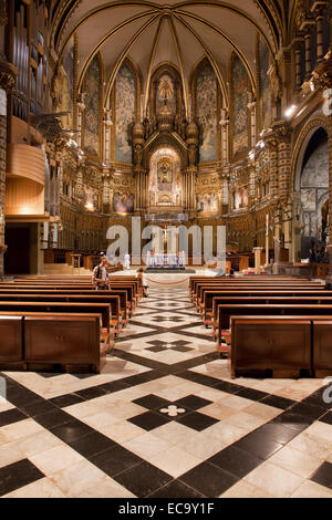 Basilica interior of the Montserrat Monastery in Catalonia, Spain. Stock Photo