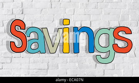 Savings and Brick Wall in the Background Stock Photo