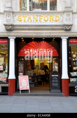 London, England, UK. Stanfords map and travel book shop in Covent Garden, company established in 1853 by Edward Stanford, store Stock Photo