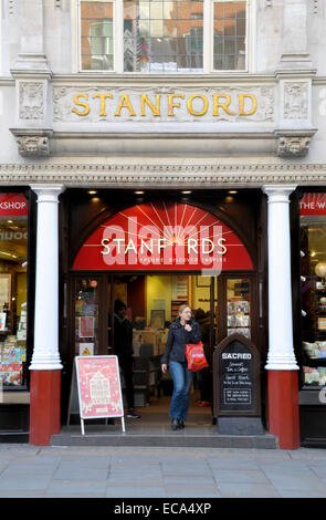 London, England, UK. Stanfords map and travel book shop in Covent Garden, company established in 1853 by Edward Stanford, store Stock Photo